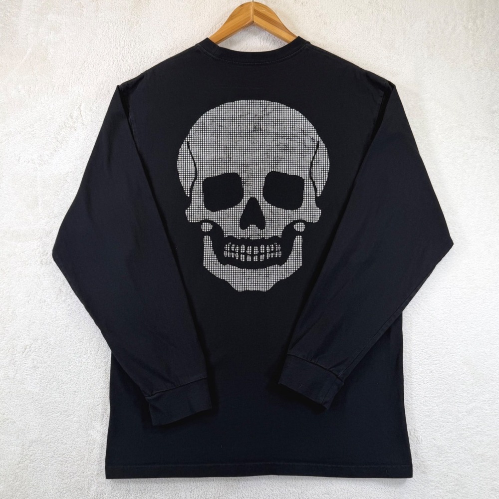 Vans Classic Fit Long Sleeve Pocket T-Shirt Black Skull Graphic Mens Large